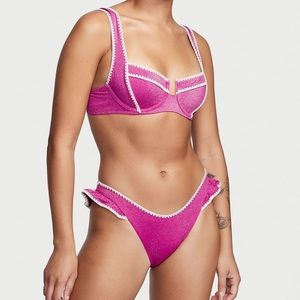 NWT Victoria’s Secret Ruffle Bikini Bottom With Crochet
